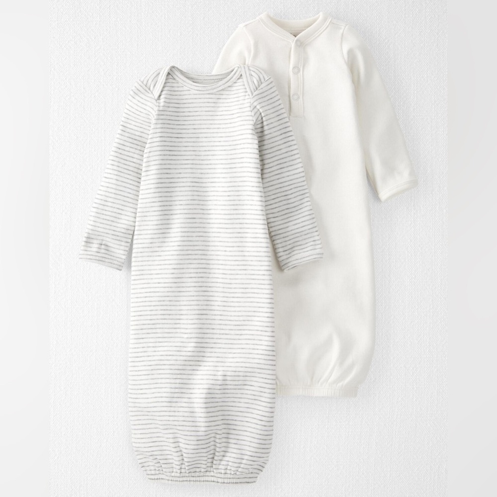NWOT Carter’s Little Planet Baby 2-Pack Organic Cotton Rib Sleeper Gowns, 3m